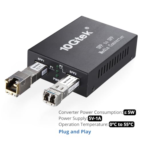 Image of Ipolex 10G SFP+ to SFP+ Fiber Media Converter Kit, Fiber to RJ45 Adapter