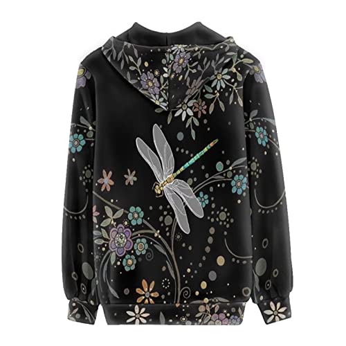 Showudesigns Dragonfly Zip Up Hoodies Sweatshirts For Women Oversized 4Xl Zipper Jackets Hooded Pullover With Pocket Long Sleeve Tops Clothes Y2K Front Closure Shirts Boho Flower #TOP1