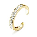 MILACOLATO 925 Sterling Silver Toe Rings for Women Adjustable Finger Foot Jewelry Cubic Zirconia Rainbow Toe Band Ring