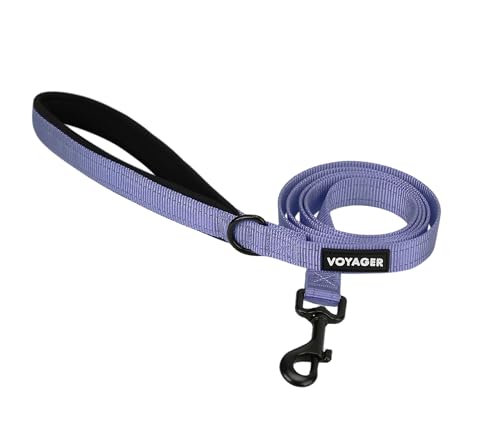 Image of Best Pet Supplies Voyager Reflective Dog Leash or Collar with Neoprene Handle, for Small, Medium, and Large Breed Puppies, Cute and Heavy Duty for Walking, Running and Training - Lavender (Leash), M