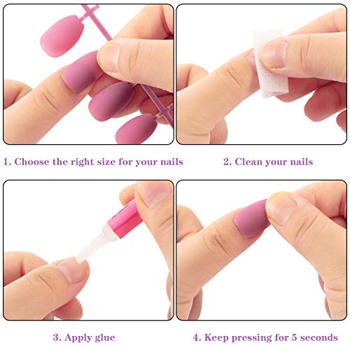 image for Maitys 24 Sets 576 Pieces Matte False Nails Ballerina Coffin False Nai