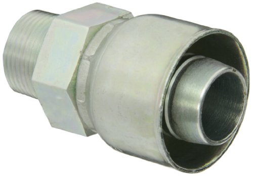 Image of Aeroquip 1GA8MP12 Carbon Steel Global OTC (Over the Cover) Crimp Hose Fitting Male Pipe, Straight, 3 /4 inch Hose ID, 1 /2 inch Pipe Size