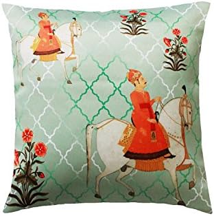 CULT CURIO Satin Chetak Decorative Throw Pillow Case Cushion Cover 16''X16''