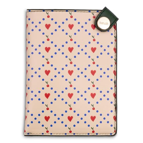 ban.do Getaway Retro Passport Holder, Durable Vegan Leather Passport Cover, Travel Wallet Fits Credit Cards and Vaccine Card, Cherry Hearts