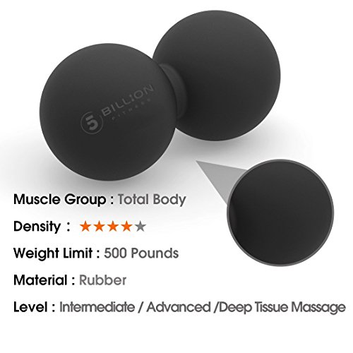 5BILLION Peanut Massage Ball - Double Lacrosse Massage Ball & Mobility Ball for Physical Therapy - Deep Tissue Massage Tool for Myofascial Release, Muscle Relaxer, Acupoint Massage (Black) - Thumbnail 3