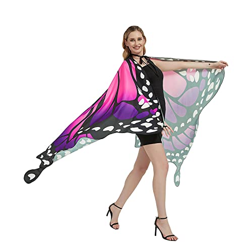 plainshe Butterfly Wings, Adult Butterfly Wings Costume, Butterfly Cape, Halloween Butterfly Wings for Women, 3PCS Fairy Shawl Set. - Image 4