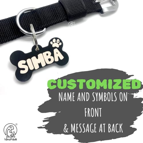 PAWPRO-HANDMADE-Personalized-Black-Dog-Collar-Nylon-Belt-With-Customizable-Bone-Shape-Dog-Name-Tag-30Cm-50Cm-Soft-Comfy-Pet-Collar-For-Small-Medium-Large-DogsSmall-Black