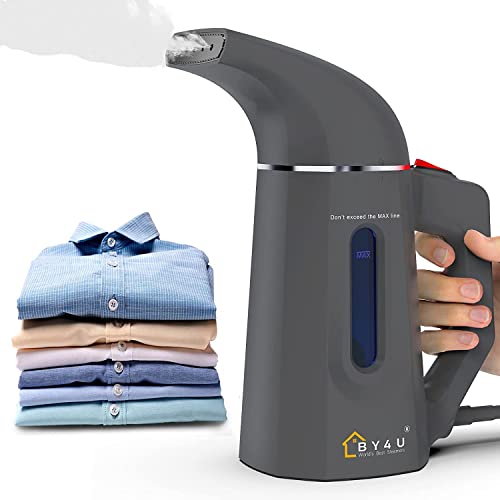 BY4U Clothes Steamer, 800W Handheld Portable Garment Steamer for Home, Office and Travel, Auto-Off (Extra gift 1pcs Heat Resistant Glove) (Gray)
