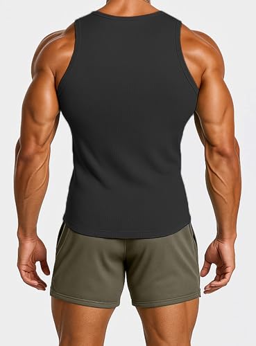 Men's Ribbed Workout Tank Tops Fitness Muscle Gym Tanks Sleeveless Bodybuilding Shirts2