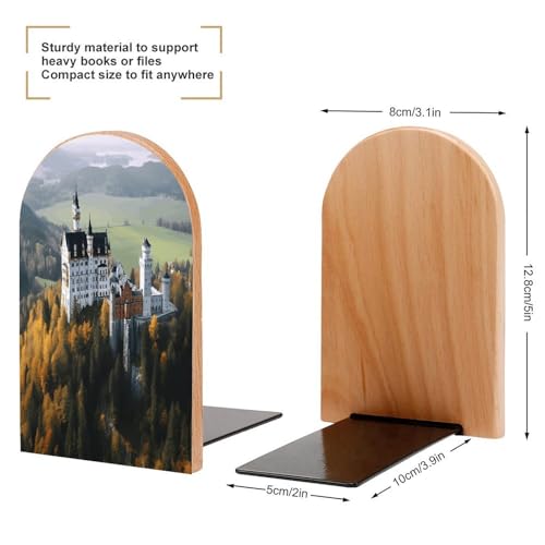 Sujetalibros de madera para estantes económicos y universales, soportes estables, 1 par 3