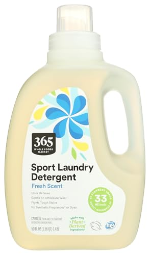Image of 365 by Whole Foods Market, Sport Laundry Detergent, Fresh Scent, 33 HE Loads, 50 Fl Oz (Pack of 1)