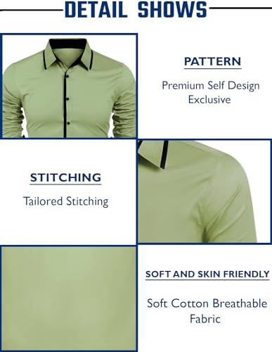 Image of Zombom Combo of Men's Cotton Blend Solid Regular Fit Casual Full Sleeves Shirts (Pack of 3)