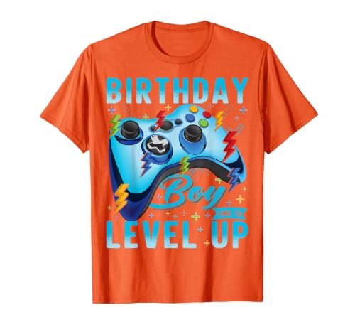Birthday Boy Time to Level Up Video Game Birthday Gamer Boys T-Shirt, Men, Orange, 3X-Large