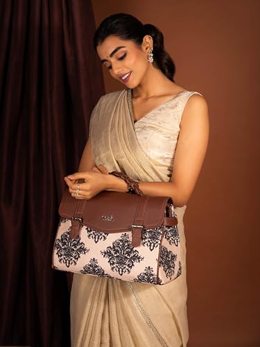 Image of ZOUK Heritage Satchel Bag - Gwalior Weaves | Jute | Vegan Leather Handcrafted With Detachable Sling Strap
