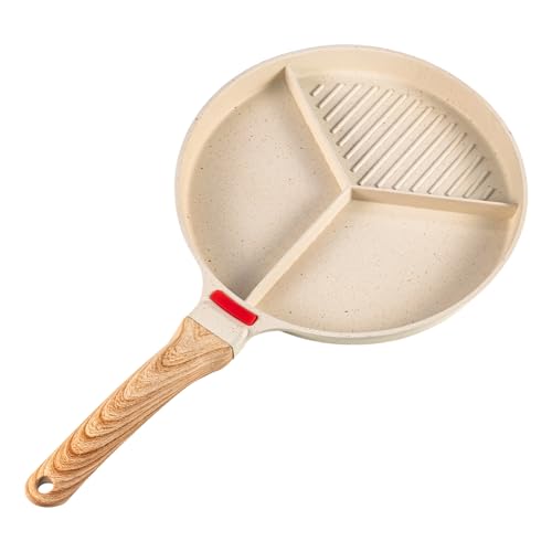 SUNNYNEST 3-in-1Multi-Section Non-Stick Frying Pan Divided Breakfast Skillet Multi-Compartment Pan Electric Frying pan Multi Hob Cooker for Eggs Bacon Sausage