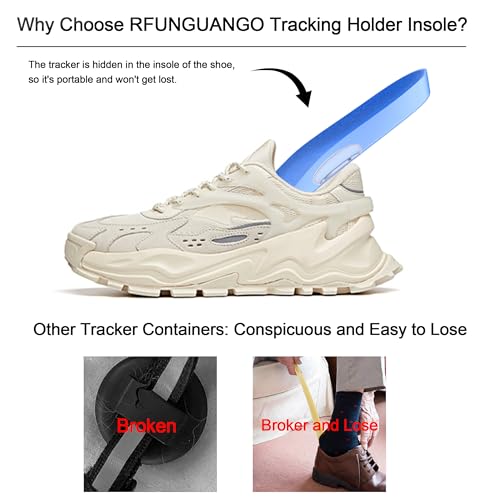 Image of RFUNGUANGO Airtag Shoe Insoles for Kids, Blue Upgraded (1‑2 Big Kid) | Airtag Hidden Insoles, Tracker Devise Case, Comfortable Insoles (7.66-8.26 IN Trimmable Insoles)