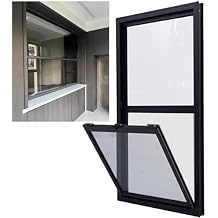 12 x 28 Basement Slide Window Replacement, Aluminum Vertical Shed Venting Window, Black Sound Insulation Window with Screen for Mobile Houses Showers Chicken Coop