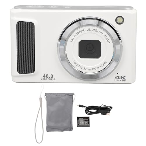 Cámara digital compacta 4K UHD 48MP con zoom 16X blanca miniatura 6