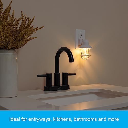 Ge Led Vintage Night Light, Plug-In, Dusk-To-Dawn, Farmhouse, Rustic, Home Décor, Ul-Certified, Ideal Nightlight For Bedroom, Bathroom, Kitchen, Hallway, 55990, White, 1 Pack #TOP2