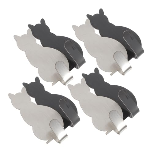 HOMOBABE 8個 壁付け可能なステンレス製猫型フック シルバー グレー 粘着式帽子掛け 洗面所や寝室に 衣類やタオル掛け用装飾フック