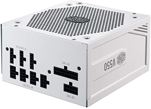 Cooler Master V550 Gold V2 PSU, UK Plug - 550 W, 80 PLUS Gold, Fully Modular, ATX Power Supply Unit, Quiet 135 mm FDB Fan, Semi-Fanless Mode, 10-Year Warranty, 16AWG PCI-e Cables - White Edition