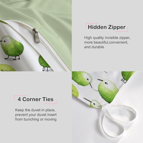 Housse de couette 240x260 verte microfibre infroissable kiwi