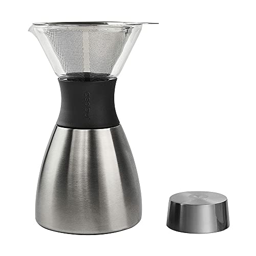 asobu Insulated Pour Over Coffee Maker (32 oz.) Double-Wall Vacuum, Stainless-Steel Filter and Take on the Go Carafe (Silver) - Thumbnail 4