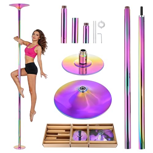 Pole Dance Pole for Home, Removable 45mm Rotate & Static Dancing Pole Heavy-Duty Steel Pole Dancing Pole, Adjustable Height Professional Grade Excellent for Home Exercise Club Gym(Colorful)