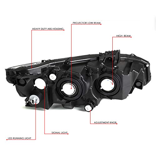 Dna Motoring Hl-Oh-Hc16-Sm-Cl1 Smoke Lens Projector Headlights With Led Drl Bar Replacement For 16-18 Civic #TOP5