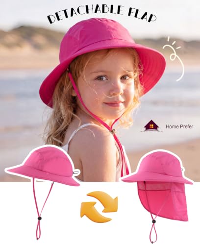 Image of Home Prefer UPF 50+ Boys Sun Hat with Neck Flap Wide Brim Summer Beach Bucket Hat for Boys Girls Toddler Kids Safari Hat