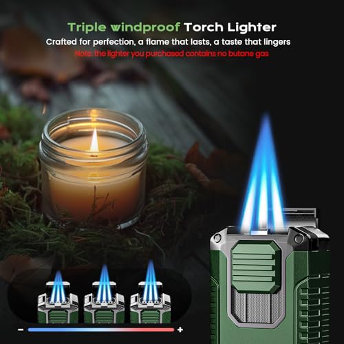 Encendedor soplete 5 en 1 con triple llama a gas miniatura 2