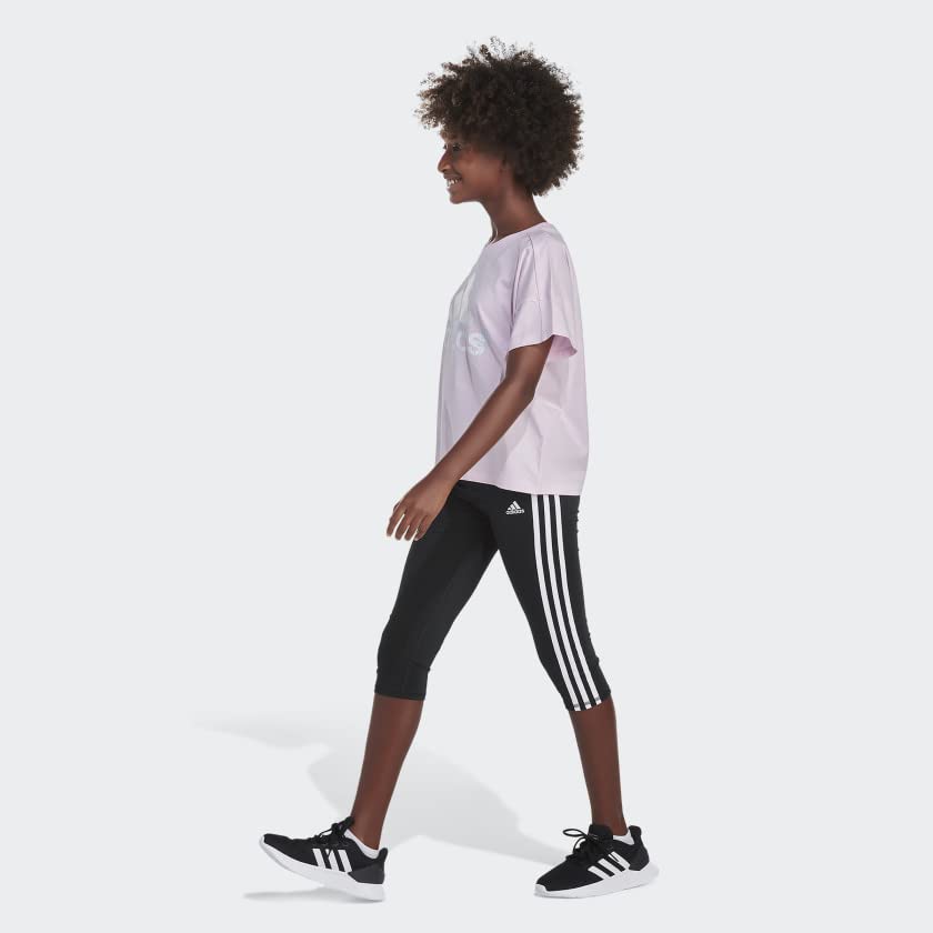 adidas Girls' Big Short Sleeve Tee T-Shirt, Pink Blue Print, Medium4