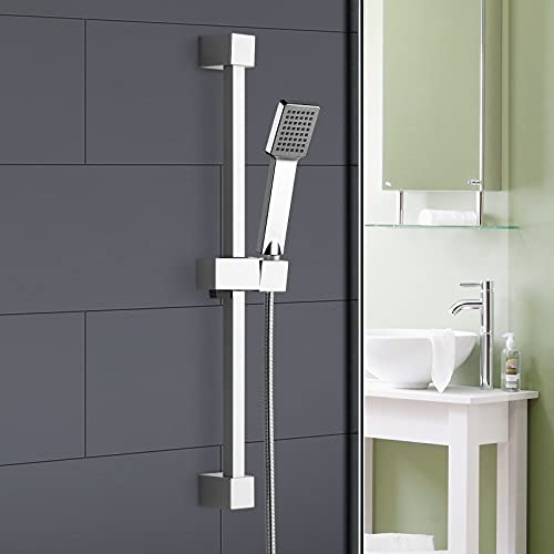 Image of Square Chrome Plated Slider Rail Kit - Single Mode Handset