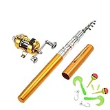 Jatzde Pen Fishing Pole 38 Inch Mini Pocket Fishing Rod and Reel Combos Travel Fishing Rod Set for Ice Fly Fishing Sea Saltwater Freshwater