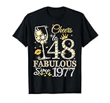 Photo Gallery womens cheers to 48 years old est 1977 48th birthday queen maglietta