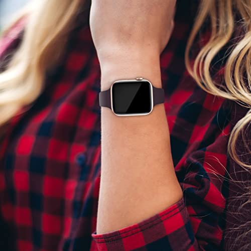 Image of Thin Slim Band Compatible with Apple Watch 38mm 40mm 41mm 42mm 44mm 45mm 46mm 49mm, Replacement Silicone Sport Strap for iWatch Series 11 /10 /9 /8 /7 /6 /5 /4 /3 /2 /1 Ultra SE Women Men, Dark Cherry