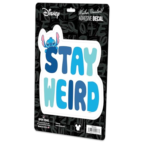 Image of Disney Lilo and Stitch Stay Weird Adhesive Vinyl Decal - Fun Stitch Sticker for Car - Gift for Disney Fans