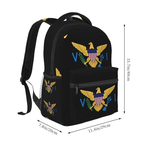 Us Virgin Islands Flag Casual Backpack Travel Pack Bag Laptop Backpacks With Side Pockets Front Zipper Pockets Bookpack Daypack Picnic Rucksack Computer Bag2