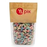 Yupik Sugared Multicolor Rings, 1 kg, Non-GMO, Colorful Sweet Jelly Candies with Crystallized Sugar Coating, Perfect for Snacking & Celebrations, Fun Treat