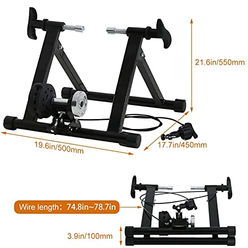 Bike Trainer Stand Magnetic Bicycle Resistance Trainers Foldable Stationary Bike Stand For Indoor Riding With Noise Reduction Wheel 5 Levels Resistance #TOP5