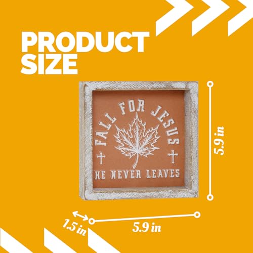 Image of Embossed Orange Fall Leaf Sign, Farmhouse Autumn Decorations, Wooden Fall Tiered Tray Decor for Shelf Cubicle Desk Mantel, Rustic Thanksgiving Table Decor