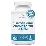 Bandini® Glucosamine Chondroitin + MSM & Vitamin C | 366 Tablets for 6 Months | Complex Formula with 600mg Glucosamine, 100mg Chondroitin & MSM per Daily dose | High Dosage - 1