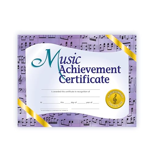 Hayes Music Achievement Certificate, Recognize Musical Excellence, Customizable Award for