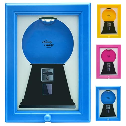 Candy Dispenser Picture Frame, Vintage Hanging Candy Machine Art, Gumball Machine In A Frame, Wall Mounted Candys Dispensers Kitchen, Office or Hallway, Suitable for Birthday & Holiday Gifts(Blue)