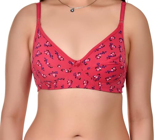 Image of Full Coverage Non Padded Wire Free Daily Use Regular Printed Bra for Women and Girls in Multicolor
