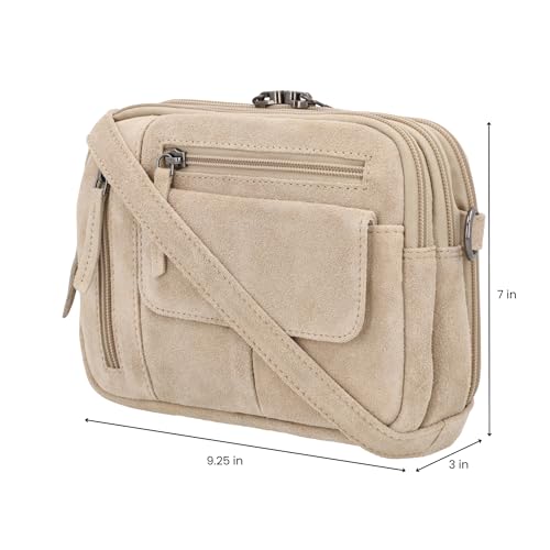 Suede Leather Hadley Compact Handbag for Women with Universal Holster and Locking Zippers3