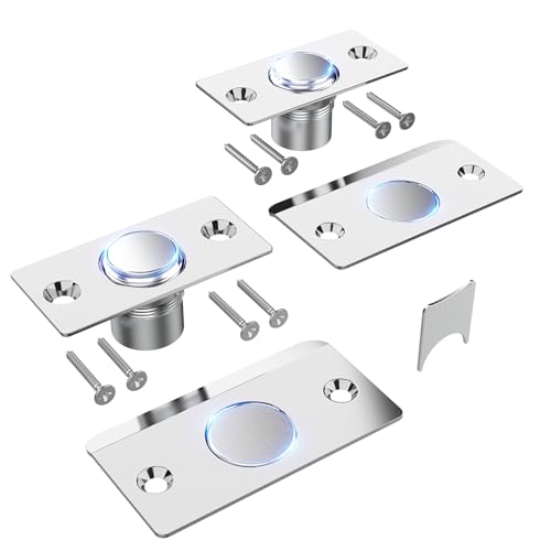 Mousike Door Ball Catch Hardware Adjustable Hidden Magnetic Ball Catch Stainless Steel Strike Plate with Strong Suction Closet Ball Latch Replacement for Top of Door (2 Pack Silver)