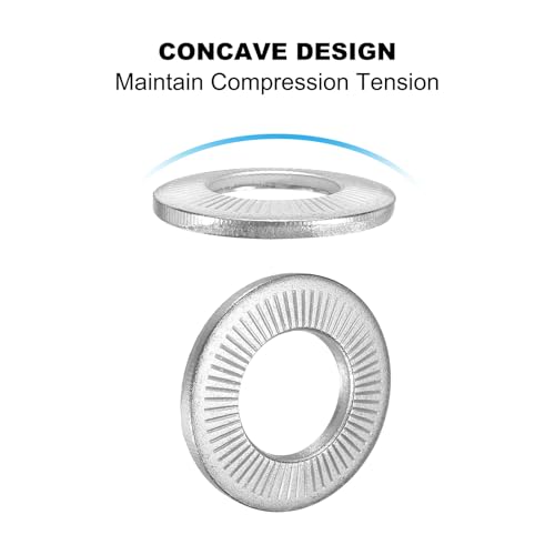 patikil 304 stainless steel flat washers 10 pack m16x32mm belleville spring disc washer conical knurled metric gasket for automotive industrial construction