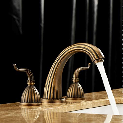 Classic Antique Inspired Roman Tub Faucet Solid Brass Deck Mount Two Handles Bathroom Sink Faucet Bath Tub Mixer Taps Unique Vanity Fixtures