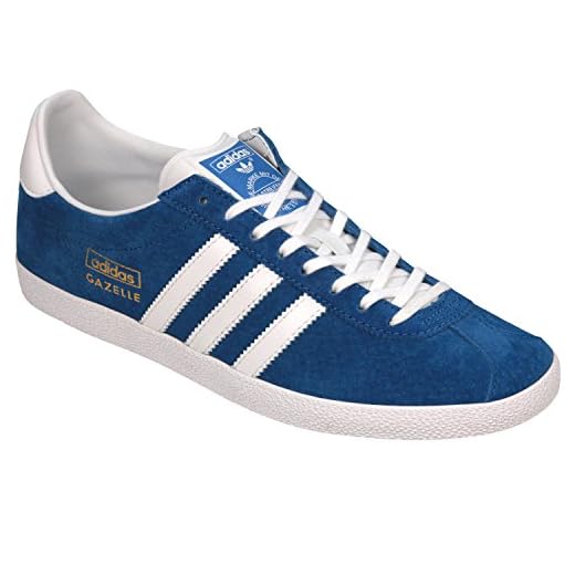 Adidas Gazelle OG sneakers för män, Blå Air Force Blue White Metallic Gold - 42 EU